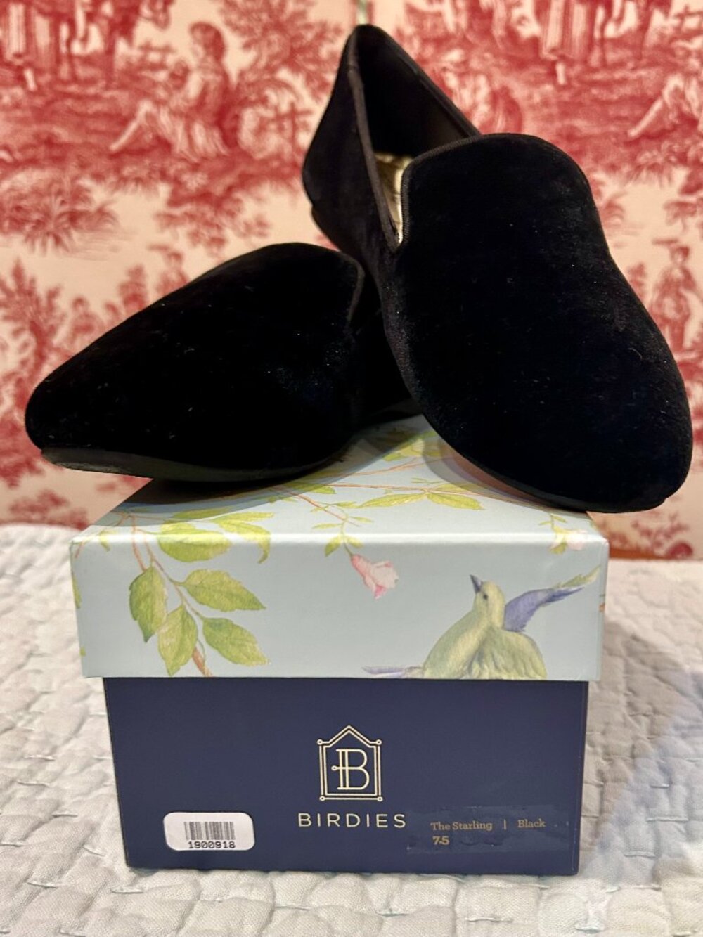 Birdies -  The Starling - Black Velvet Flat - Size 7.5 with Box
